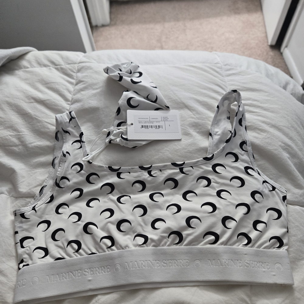 Marine Serre Black and White Crescent Moon Sports Bra
